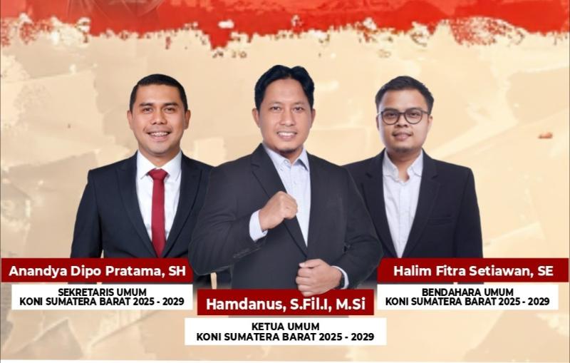 Trio Pimpinan KONI Sumbar Periode 2025 - 2029